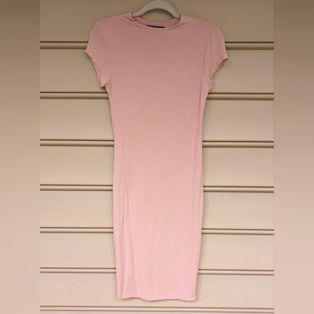 Vibe Sportswear Pink Bodycon T-Shirt Midi Dress - Size L, Made in USA